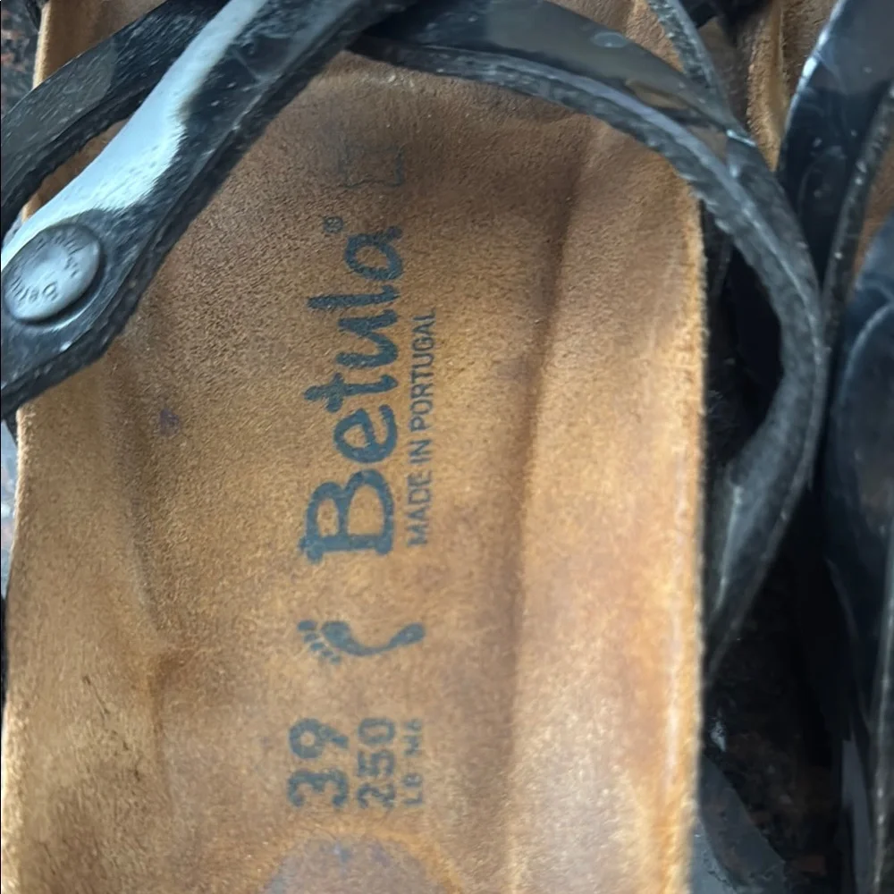 Betula by Birkenstock Vinha Black Patent Sandals L8 - Picture 2 of 8